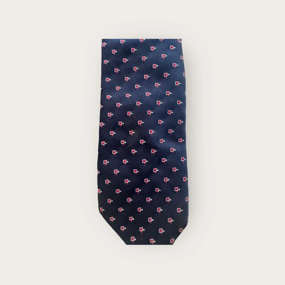 Royal‎ Knight Men's Necktie Black with Red Squares Patterned Business
